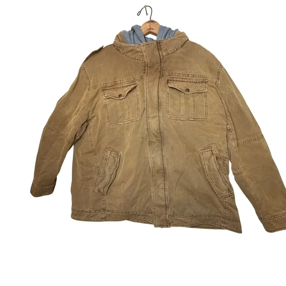 Levi's Men's Cotton Faux Shearling Utility Field Jacket - Brown XXXL